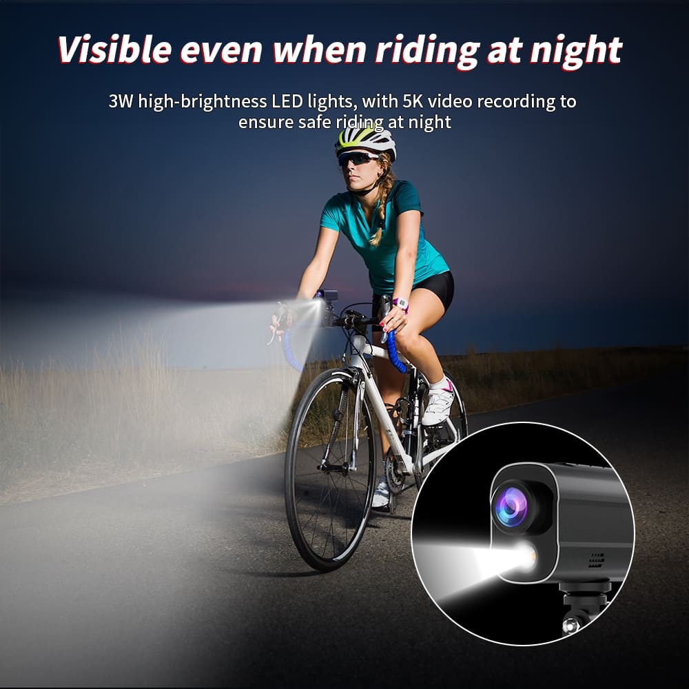 Action kaamera jalgrattale LED valgusega wifi