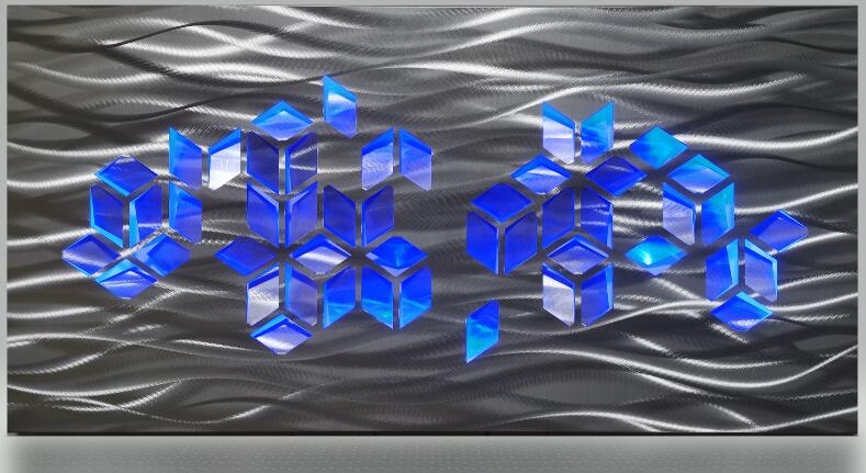 METALLISED abstraktsed seinamaalingud 3d kujuga - LED süttib