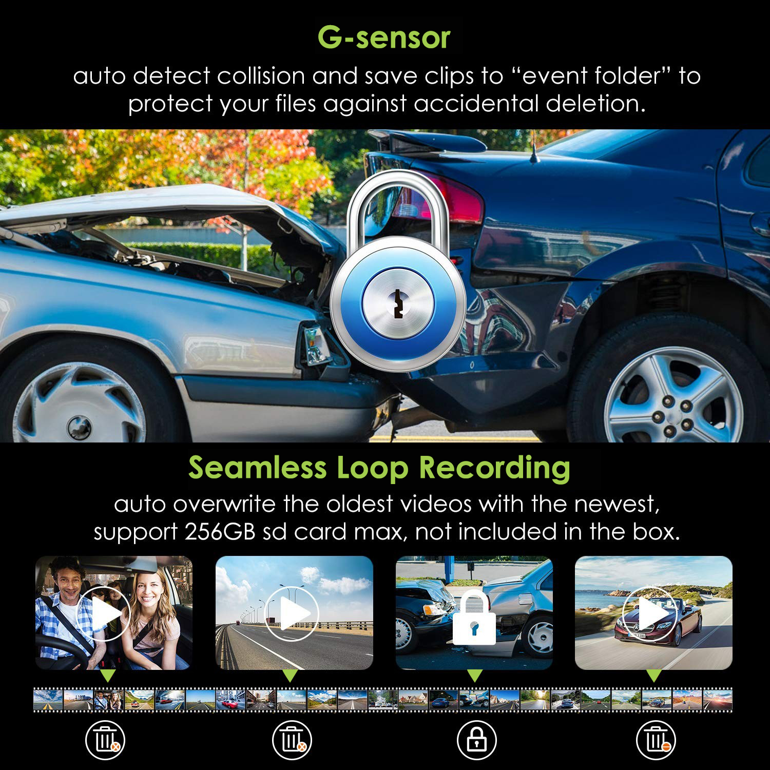 G sensor löögikaitse kaamera autos