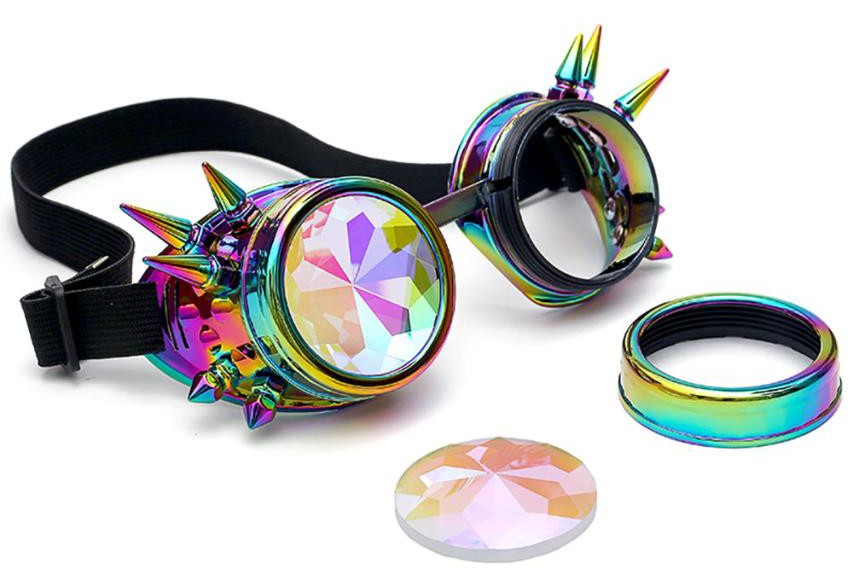 steampunk holograafilised led helendavad prillid