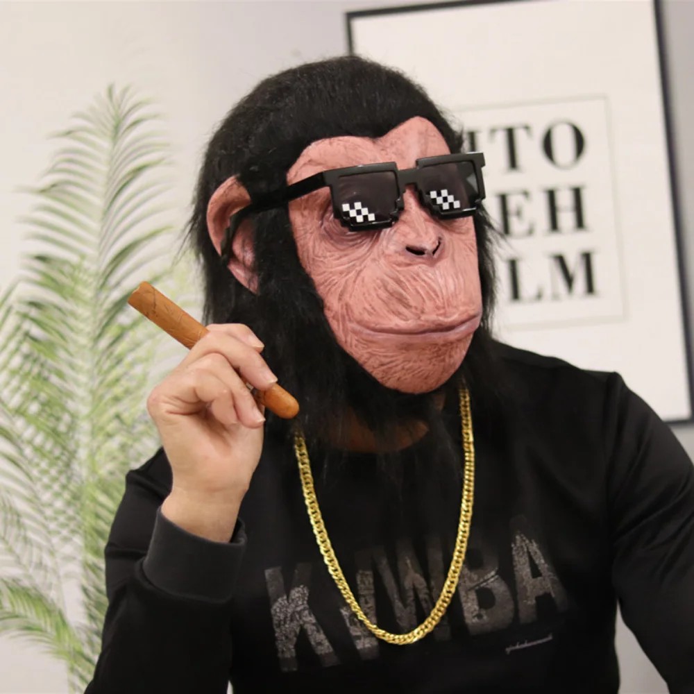 šimpansi mask ahvinäole silikoon lateksmask pähe