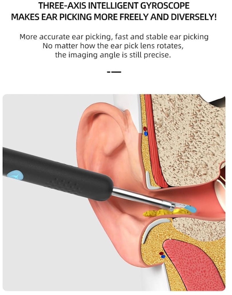 Kaamera puhastuskõrvadega kõrvavaha eemaldaja