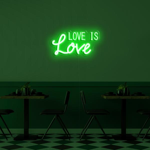 3D neoon LED logo seinal - Love is Love mõõtudega 50 cm