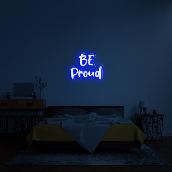 Valgus LED neoon 3D reklaam seinal - BE pround, mõõtudega 100 cm
