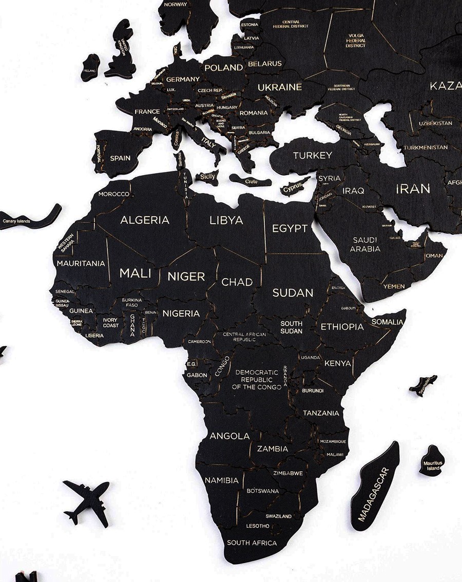 Maailma musta värvi mandrite seinakaardid