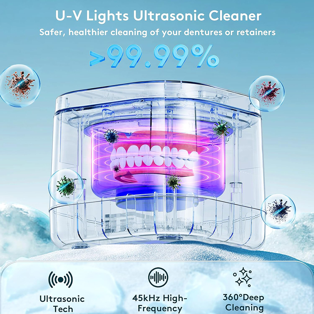 ultraheli fiksaatori puhasti hambaproteeside puhastusvahend U-V 99,99% kerge puhastus