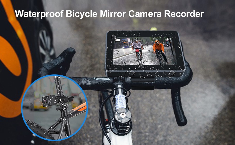 veekindel jalgrattakaamera IP68 koos salvestusega monitoriga
