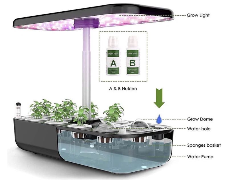 LED GROW lamp (hüdropoonika) taimede kasvatamiseks - Komplekt 12 kapsliga